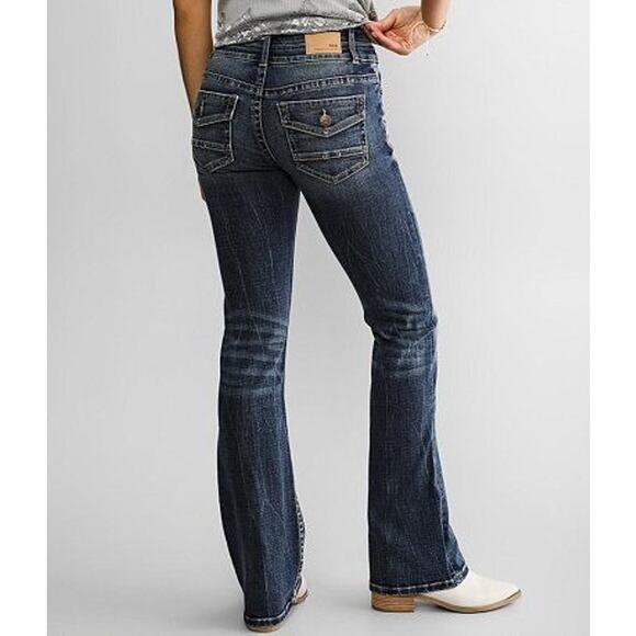 BKE Stella Jeans Mid-Rise Women 26 Slim Fit Tailored Bootcut Western Y2K Stretch - Picture 1 of 14